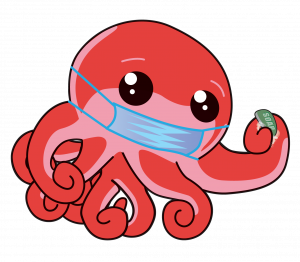 Octo wearing mask to prevent Covid-19